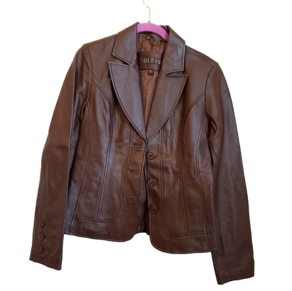 Vintage Leather Guess Brown Jacket - Picture 14 of 16